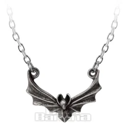 Alchemy Gothic Attic Bat Necklace (Silver)