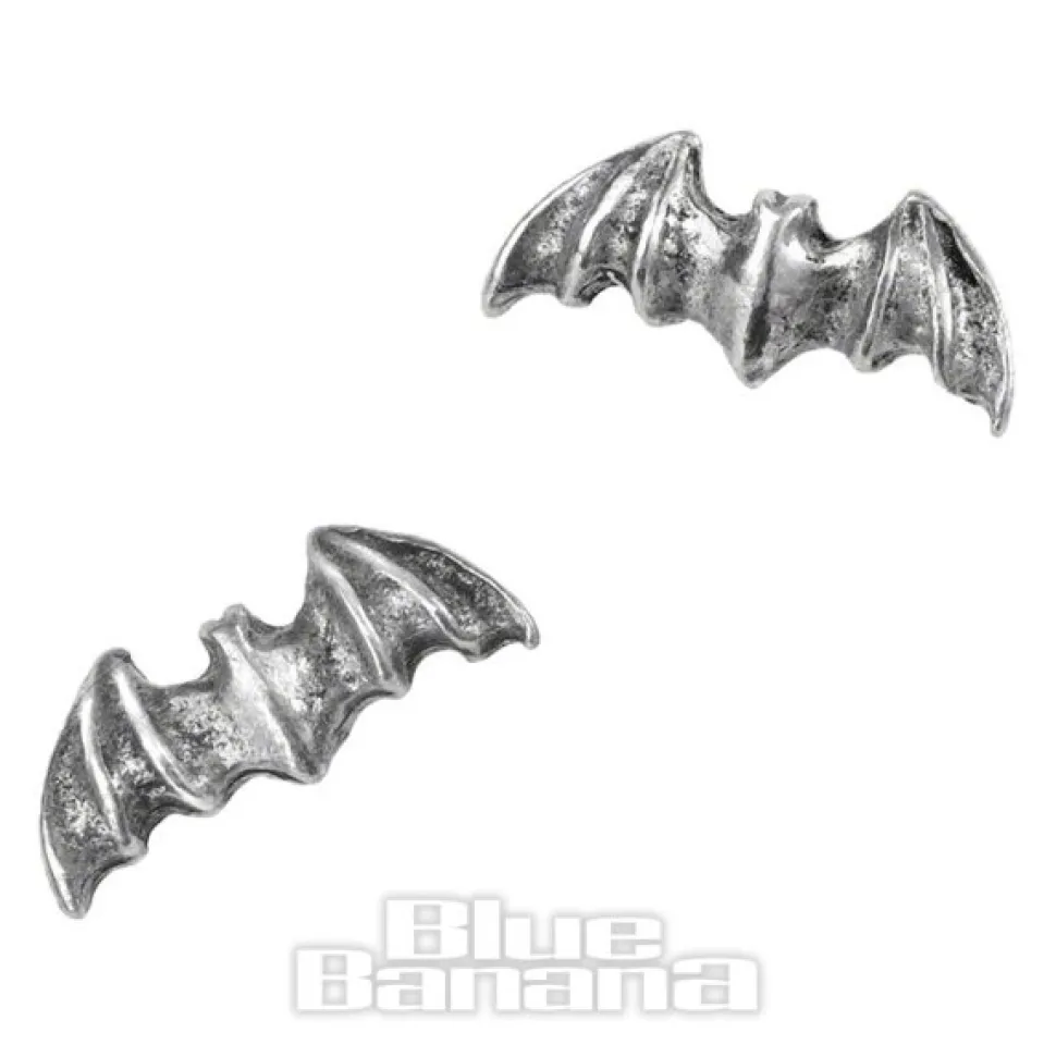 Alchemy Gothic Bat Stud Earrings (Silver)
