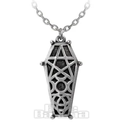 Alchemy Gothic Hex Coffin Necklace (Silver)