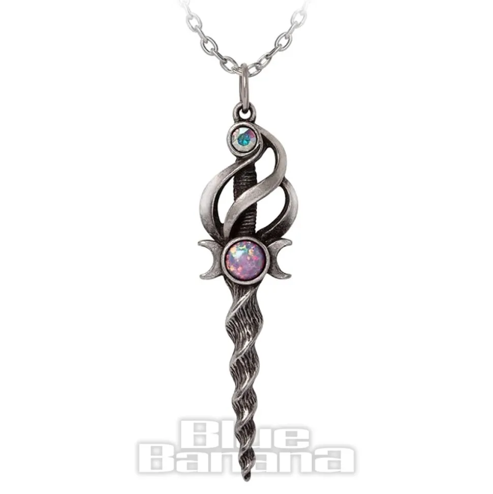 Alchemy Gothic Lunacorn Wand Necklace (Silver)