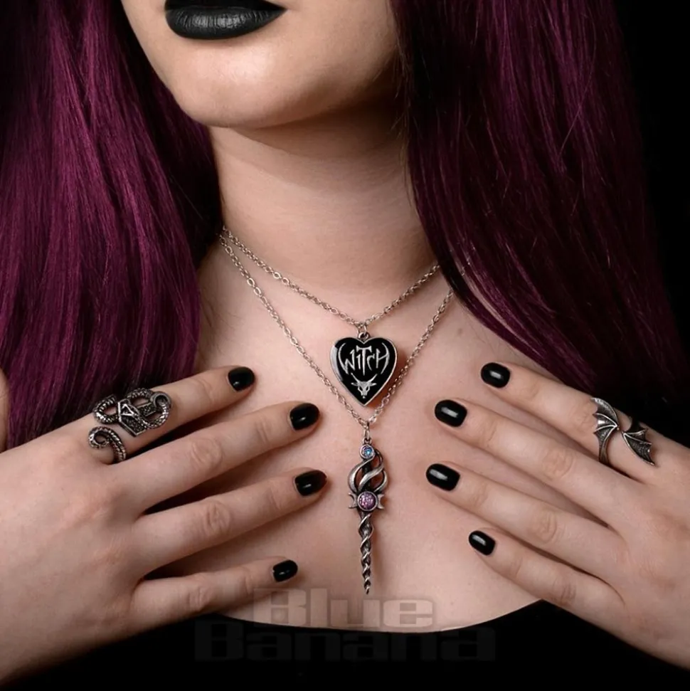 Alchemy Gothic Lunacorn Wand Necklace (Silver)