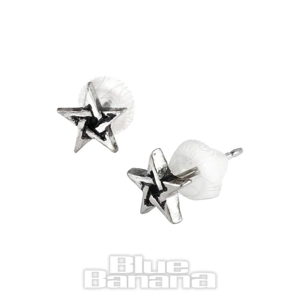 Alchemy Gothic Pentagram Stud Earrings (Silver)