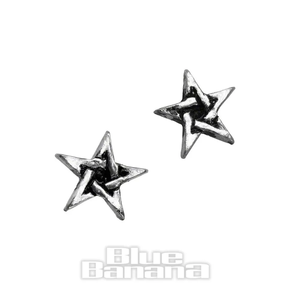 Alchemy Gothic Pentagram Stud Earrings (Silver)