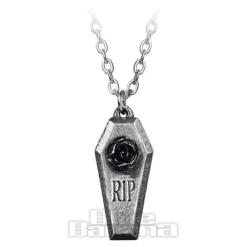Alchemy Gothic RIP Rose Pendant Necklace (Silver)