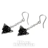 Alchemy Gothic Rose Dropper Earrings (Black)