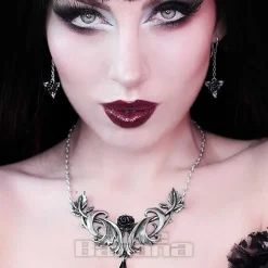 Alchemy Gothic Rose Dropper Earrings (Black)