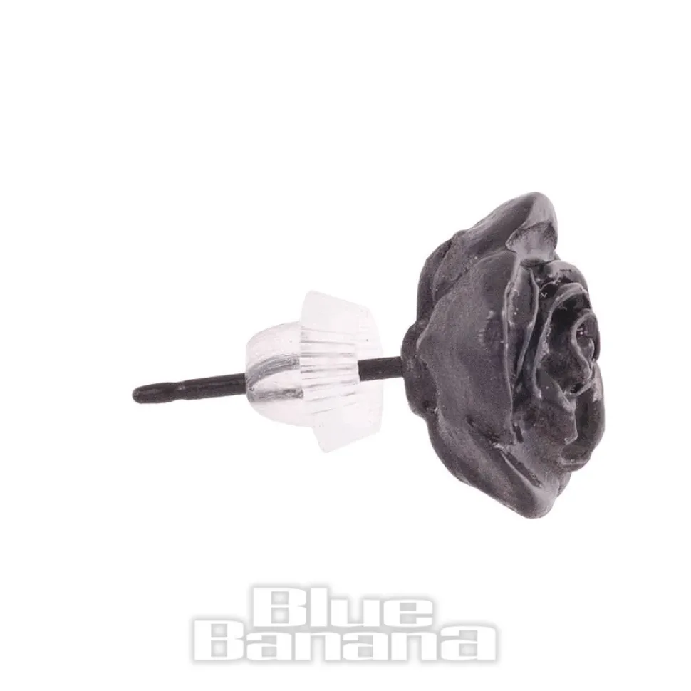Alchemy Gothic Rose Stud Earrings (Black)