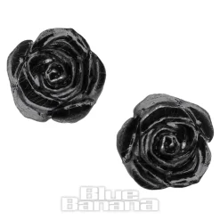 Alchemy Gothic Rose Stud Earrings (Black)