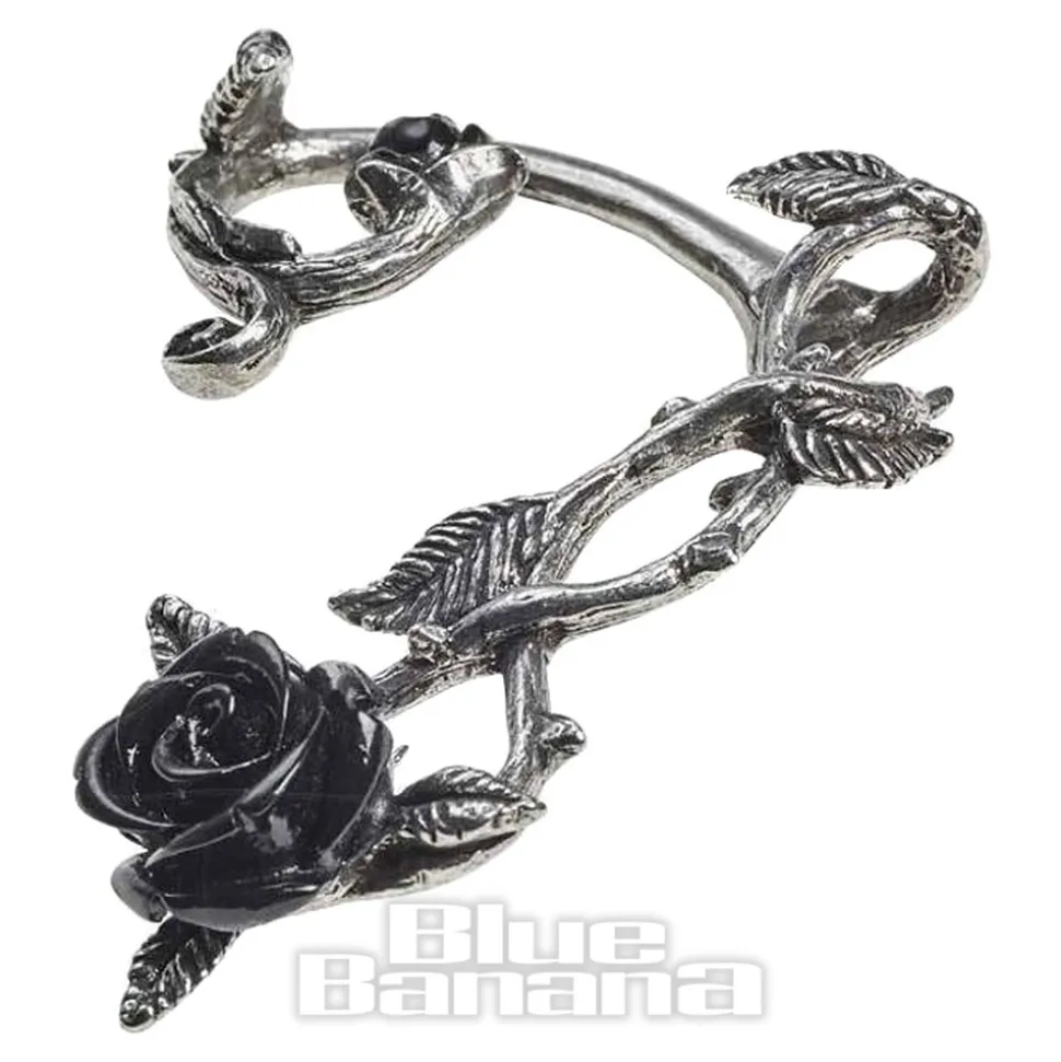 Alchemy Gothic Wild Rose Earring (Black/Silver)
