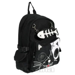 Banned Cat Fish Bone Backpack With Speakers (Black/White)