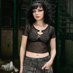 Banned Moody Melody Mesh Top (Black)