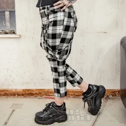 Banned Nocturne Buckle Trousers (Black/White)