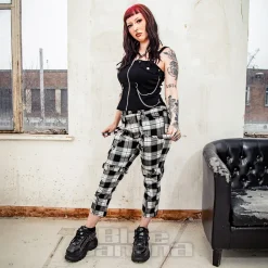 Banned Nocturne Buckle Trousers (Black/White)