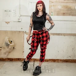 Banned Nocturne Buckle Trousers (Black/Red)