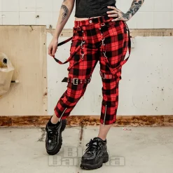 Banned Nocturne Buckle Trousers (Black/Red)