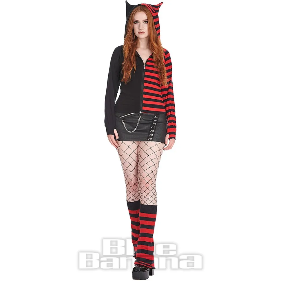Banned Shiori Front Zip Up Hoodie (Black/Red)