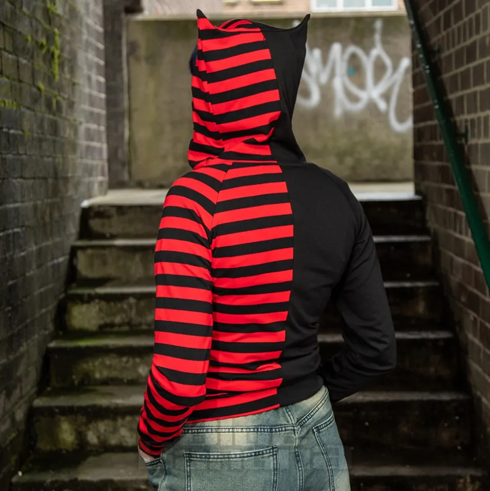 Banned Shiori Front Zip Up Hoodie (Black/Red)