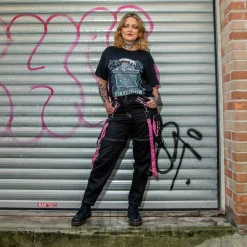 Banned Strappy Paxt Trousers (Black/Pink)