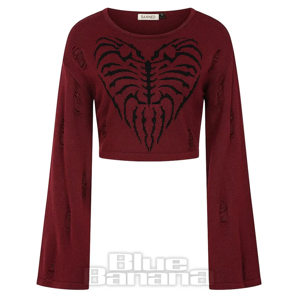Banned Torn Affection Jumper (Burgundy)