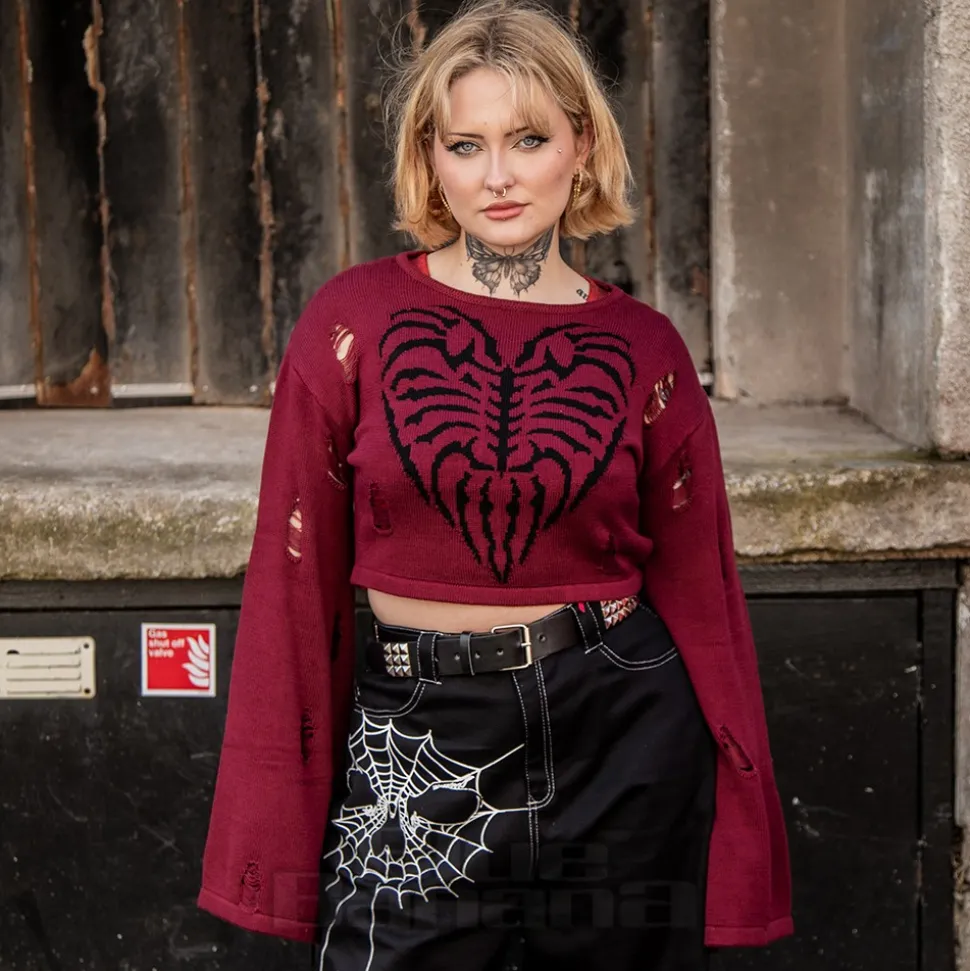 Banned Torn Affection Jumper (Burgundy)