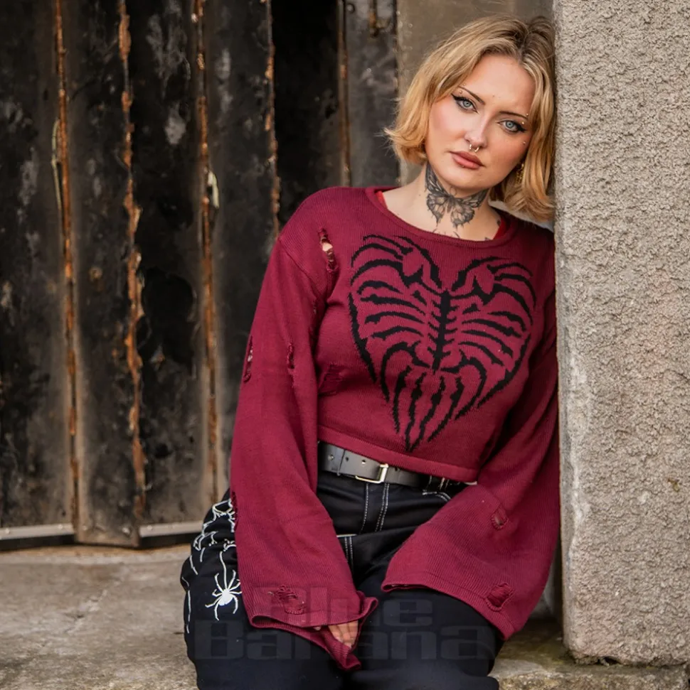 Banned Torn Affection Jumper (Burgundy)