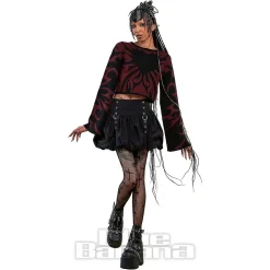 Banned Toxic Love Cropped Jumper (Black/Burgundy)