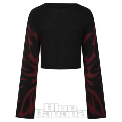 Banned Toxic Love Cropped Jumper (Black/Burgundy)