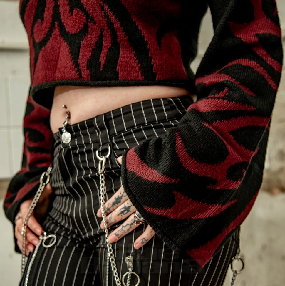 Banned Toxic Love Cropped Jumper (Black/Burgundy)