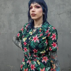 Banned Tropical Kate Dress (Navy)