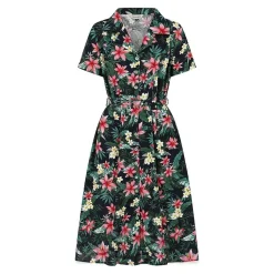 Banned Tropical Kate Dress (Navy)