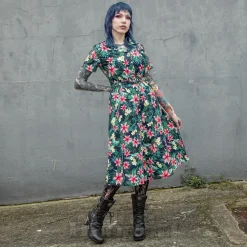 Banned Tropical Kate Dress (Navy)