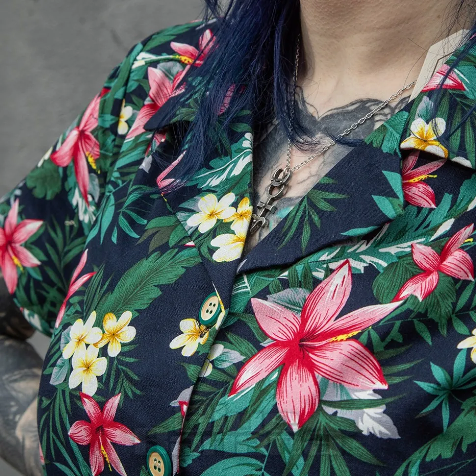 Banned Tropical Kate Dress (Navy)