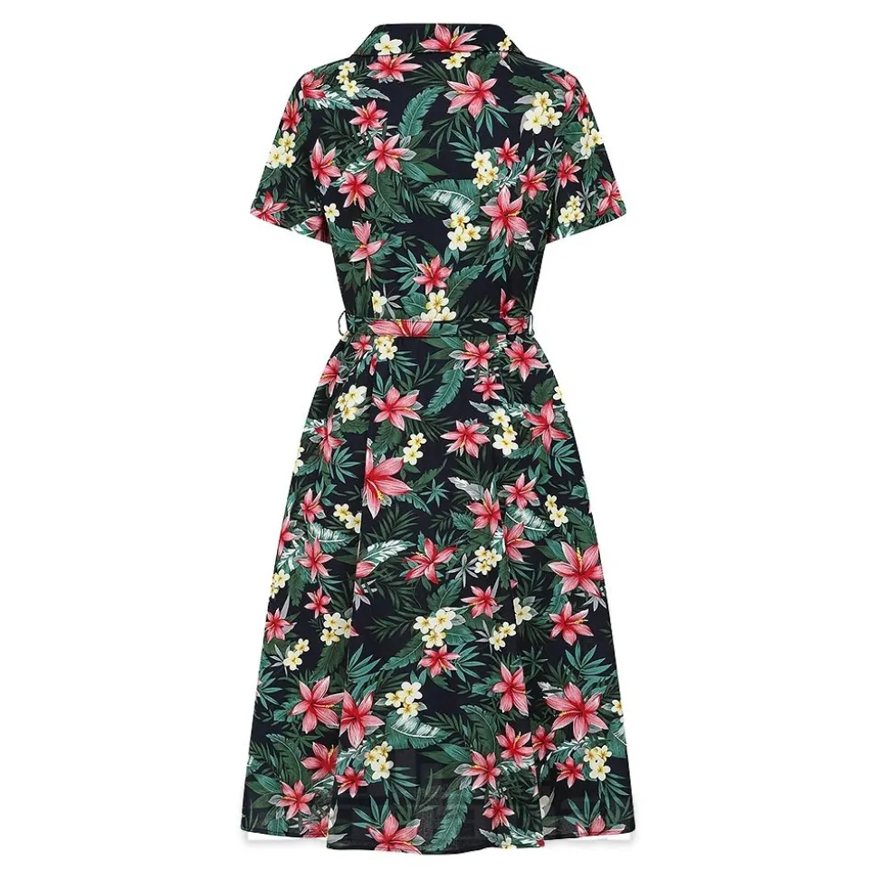 Banned Tropical Kate Dress (Navy)