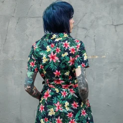 Banned Tropical Kate Dress (Navy)