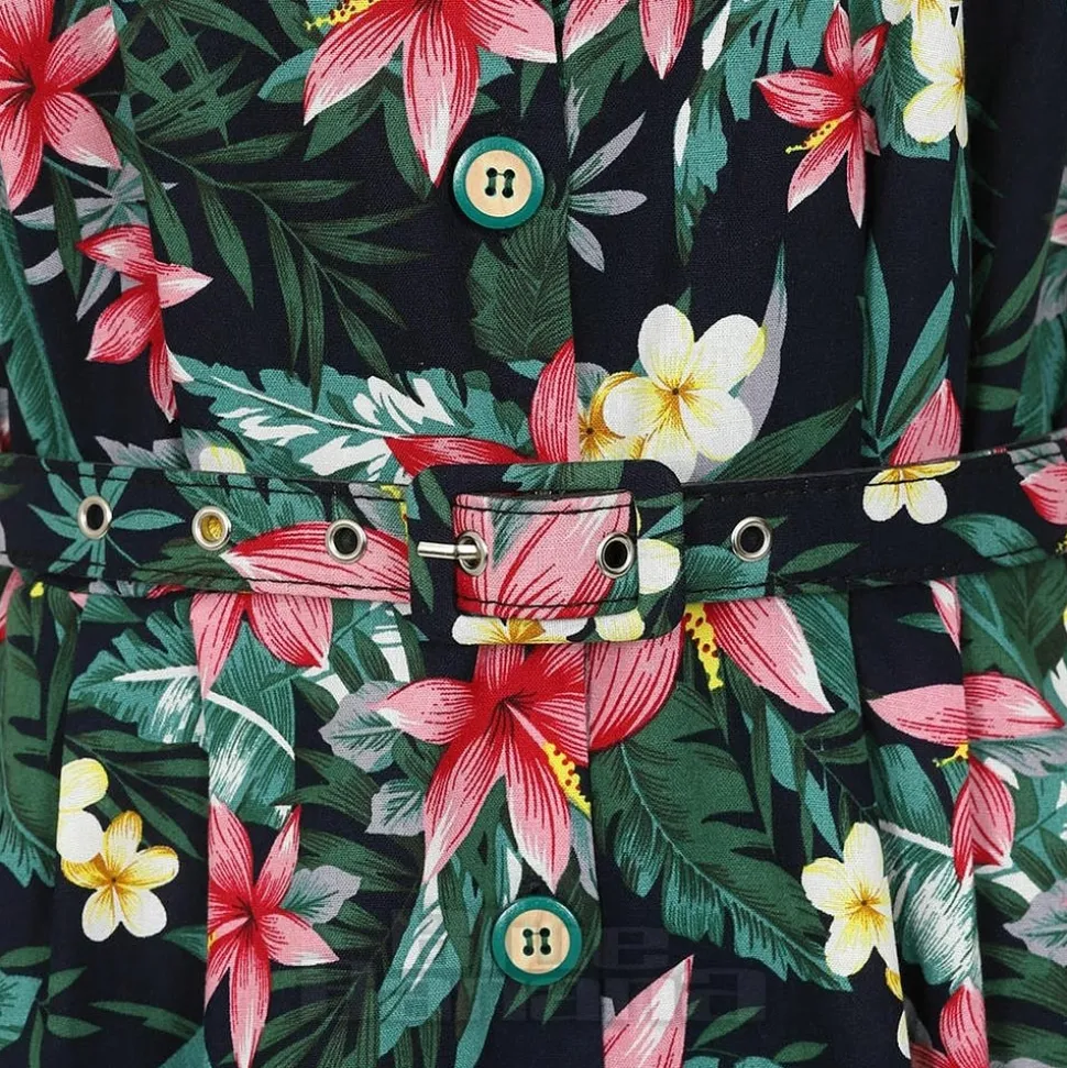 Banned Tropical Kate Dress (Navy)
