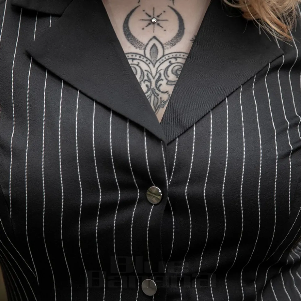 Banned X Blue Banana Pinstripe Core Dress (Black)