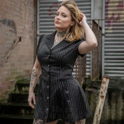 Banned X Blue Banana Pinstripe Core Dress (Black)