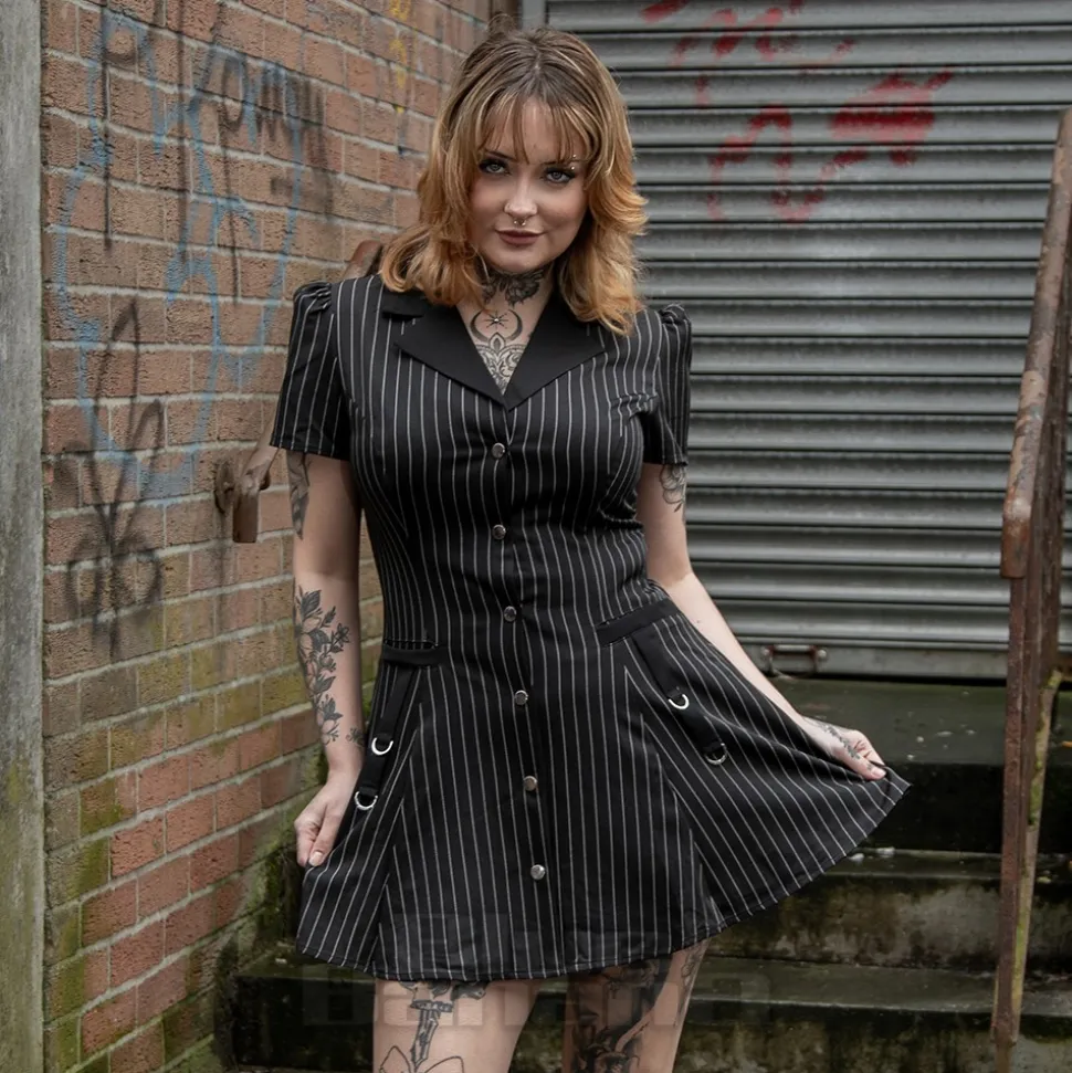 Banned X Blue Banana Pinstripe Core Dress (Black)