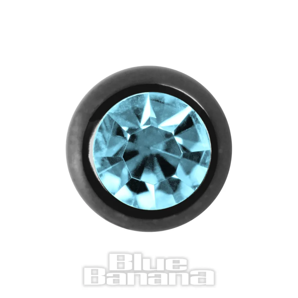 Black Titanium Jewelled Ball (Aqua)