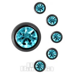 Black Titanium Jewelled Ball (Aqua)