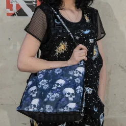 Bleeding Heart Adjustable Skull Handbag (Blue)