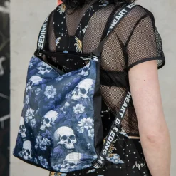 Bleeding Heart Adjustable Skull Handbag (Blue)