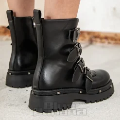 Bleeding Heart Buckle Boots (Black)