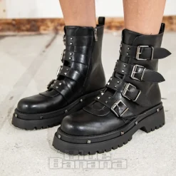 Bleeding Heart Buckle Boots (Black)