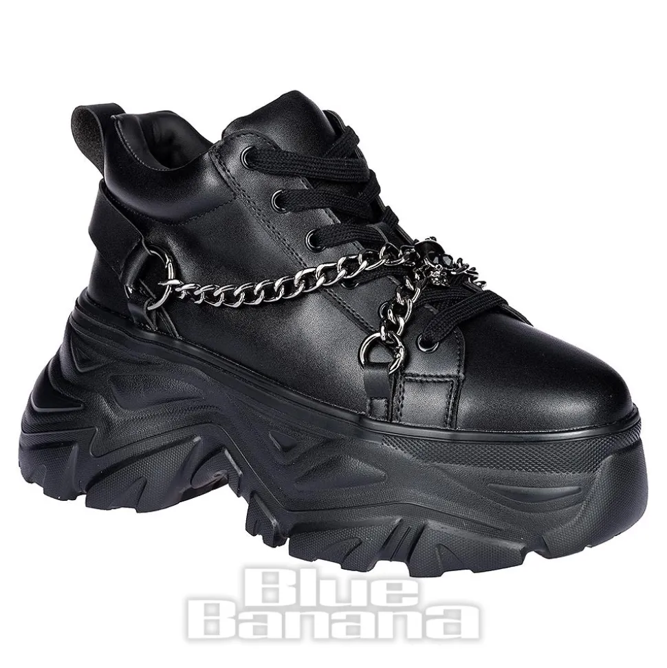 Bleeding Heart Skull Chain Trainers (Black)
