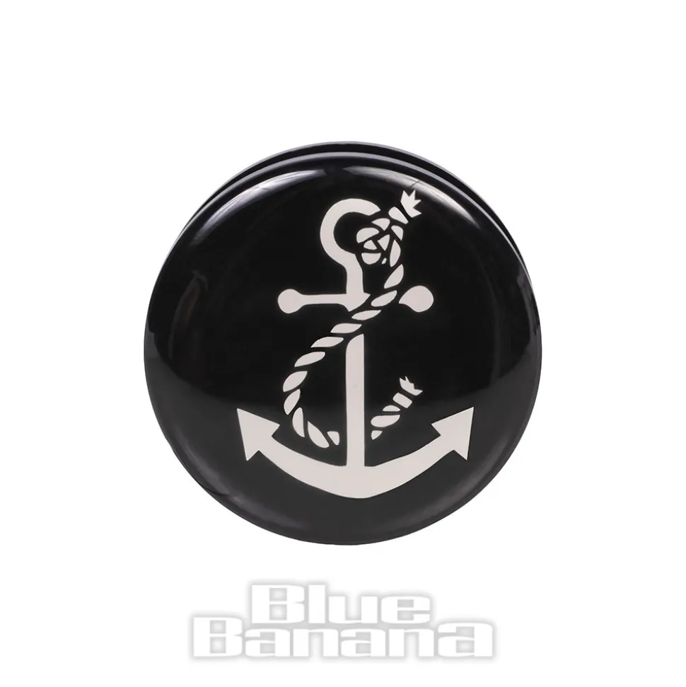 Blue Banana Acrylic Anchor Ear Plug 26 - 36mm (Black/White)