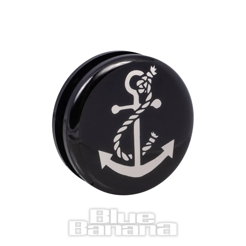 Blue Banana Acrylic Anchor Ear Plug 26 - 36mm (Black/White)