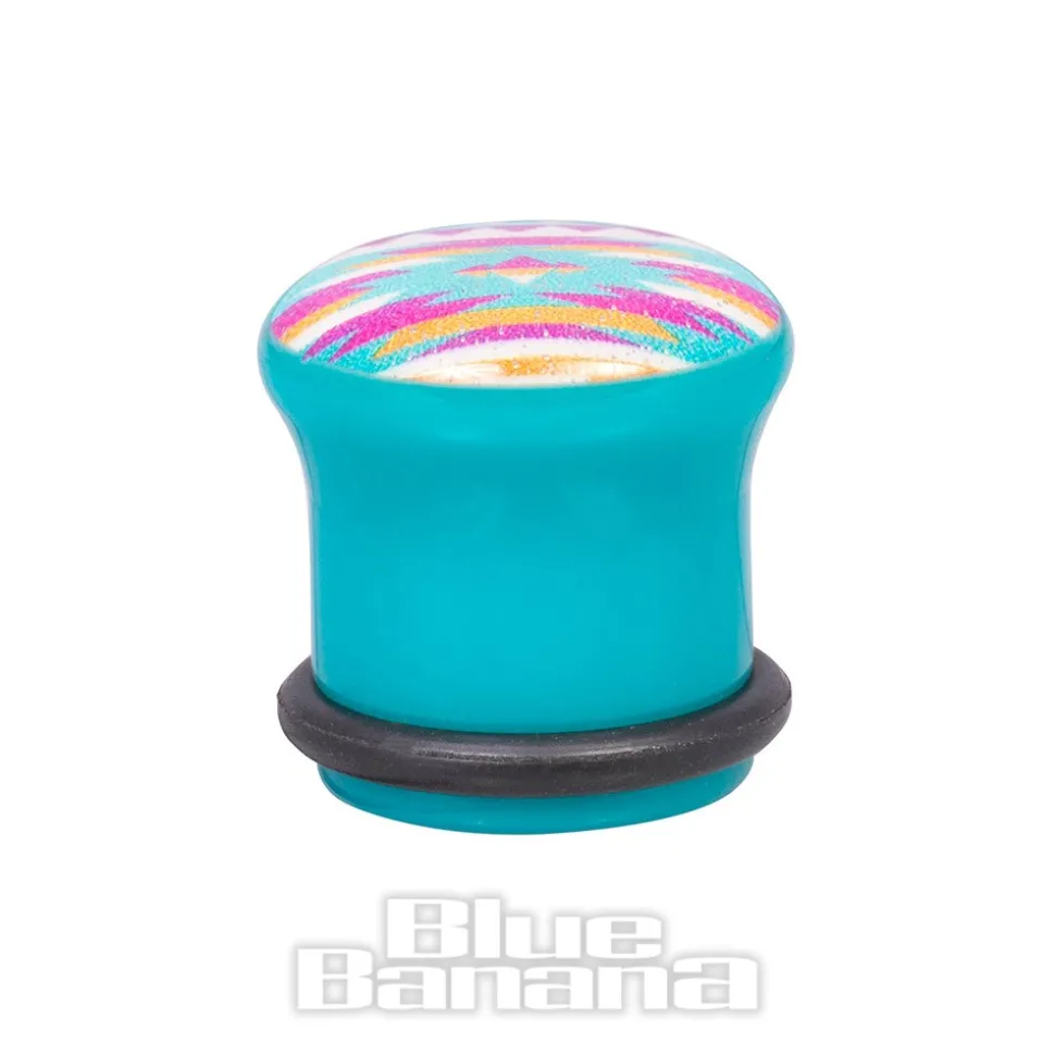 Blue Banana Acrylic Aztec Turquoise Ear Plug 4-12mm (Multicoloured)