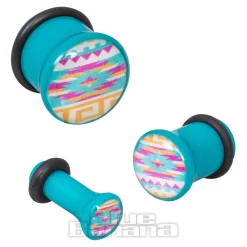 Blue Banana Acrylic Aztec Turquoise Ear Plug 4-12mm (Multicoloured)