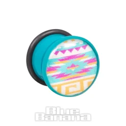 Blue Banana Acrylic Aztec Turquoise Ear Plug 4-12mm (Multicoloured)